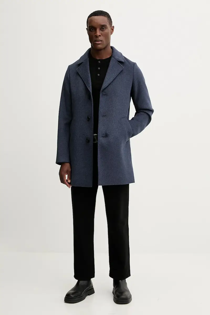 cappotto con lana Blu miniatura 2