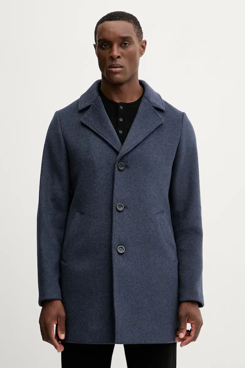 cappotto con lana Blu