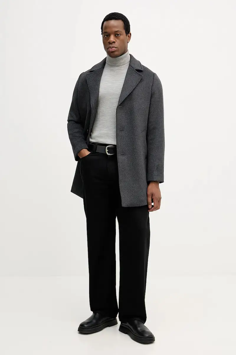 cappotto con lana Grigio miniatura 2