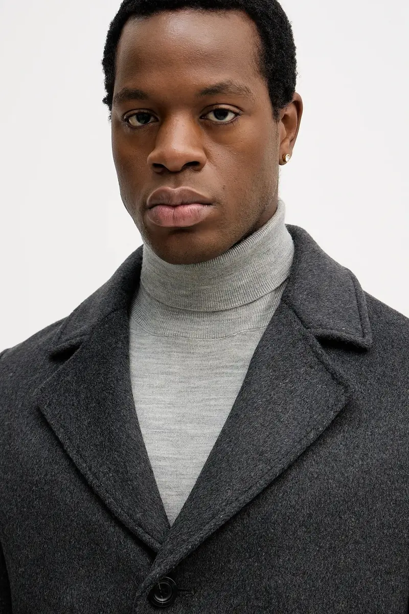 cappotto con lana Grigio miniatura 4