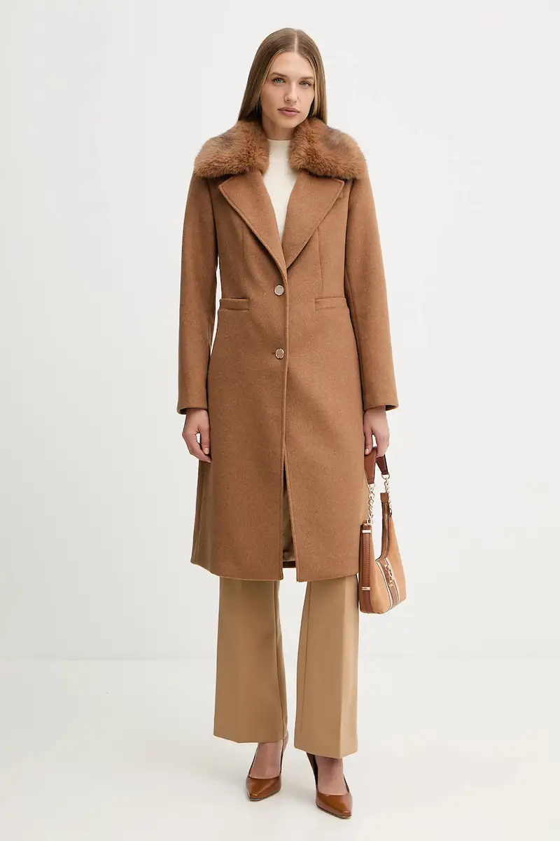 cappotto con lana KAROLE colore marrone W5BL19 W2642 miniatura 2