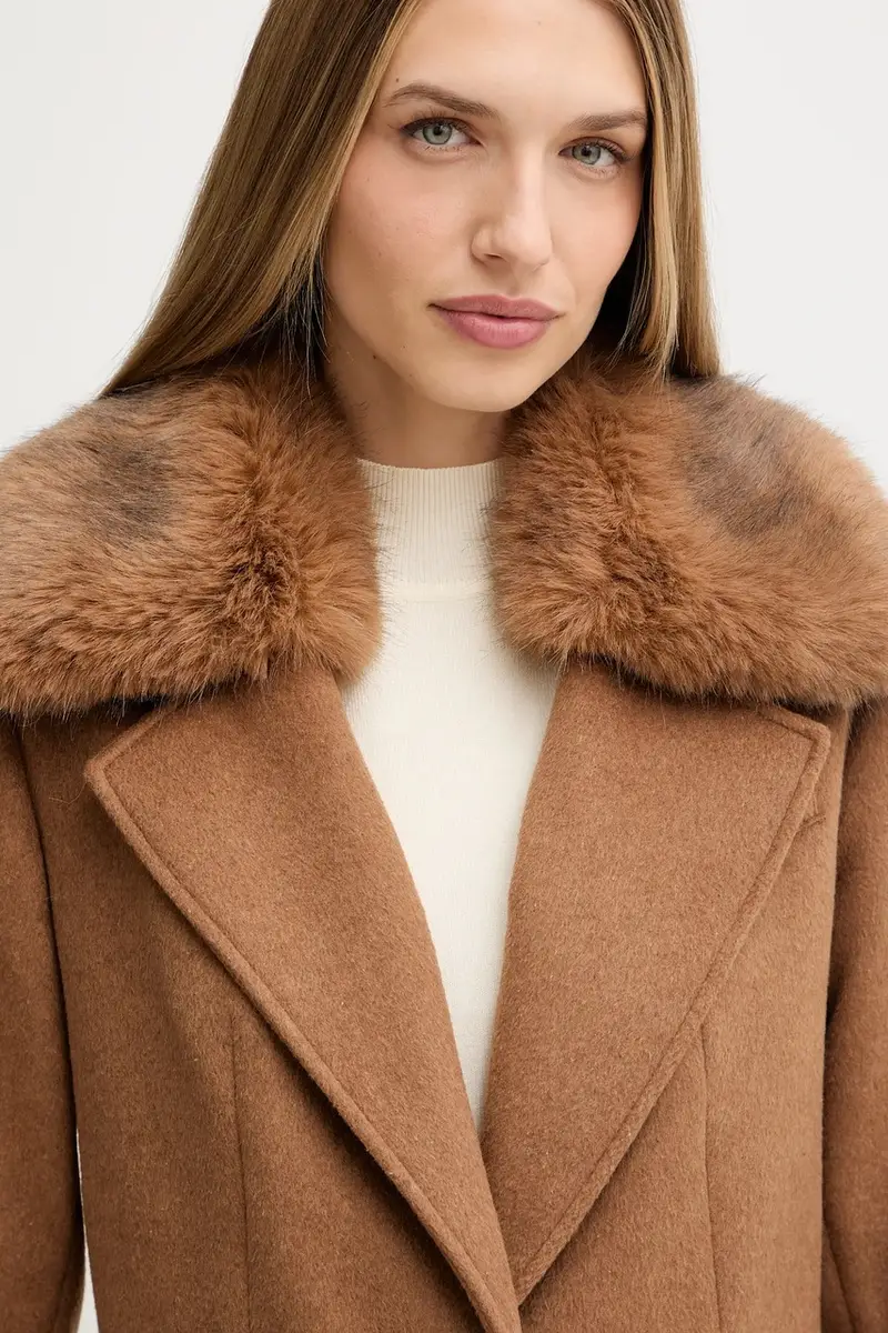 cappotto con lana KAROLE colore marrone W5BL19 W2642 miniatura 4