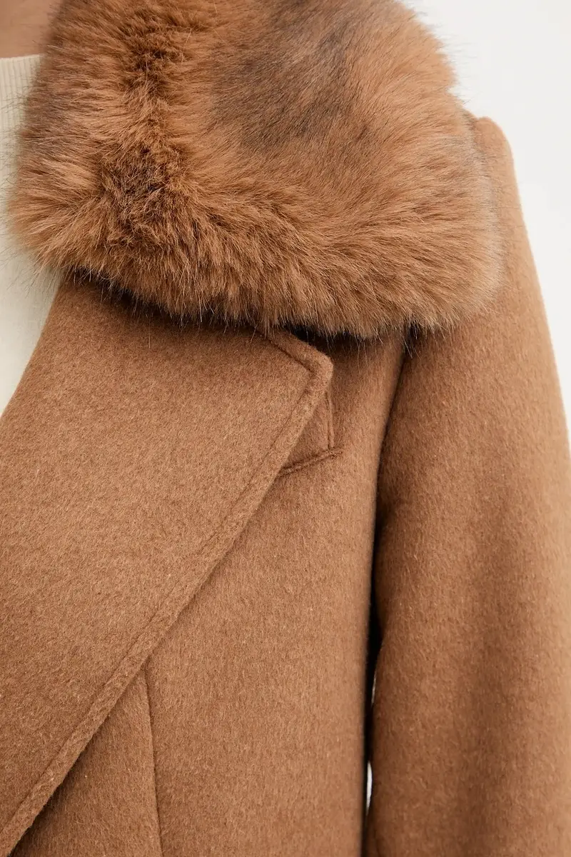 cappotto con lana KAROLE colore marrone W5BL19 W2642 miniatura 5