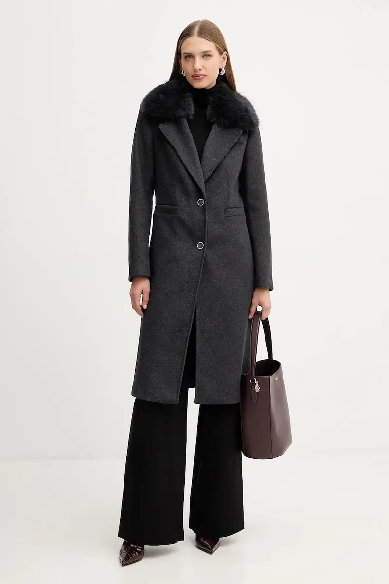 cappotto con lana KAROLE Grigio miniatura 2