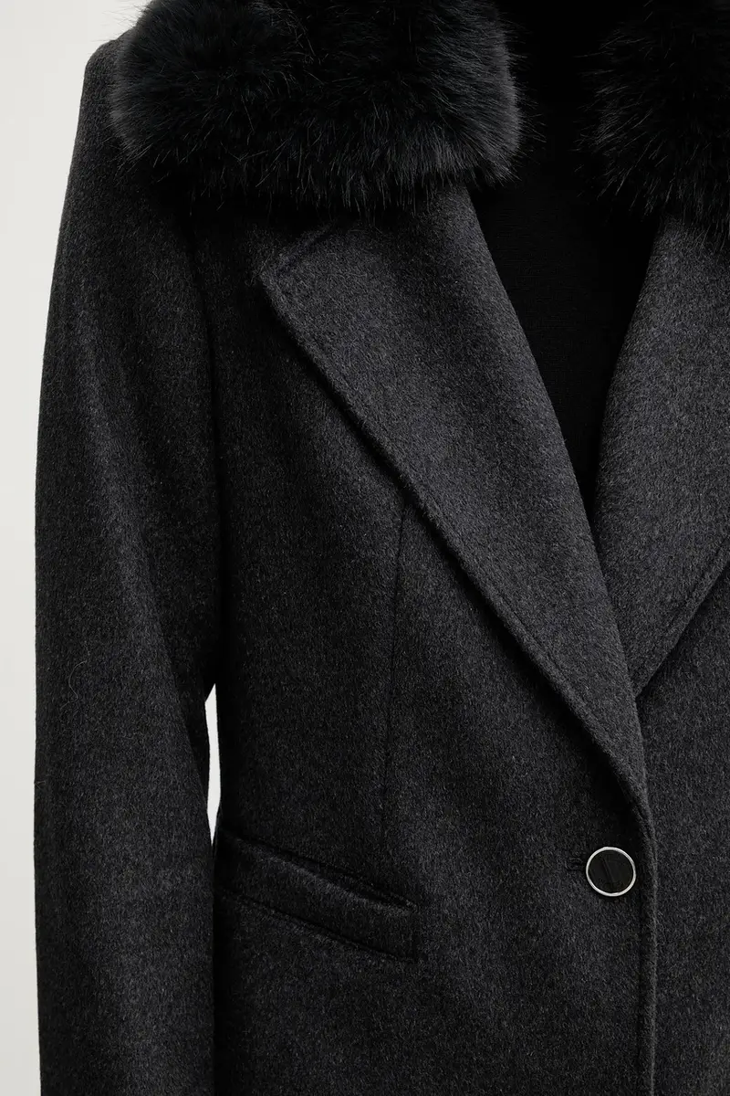 cappotto con lana KAROLE Grigio miniatura 4