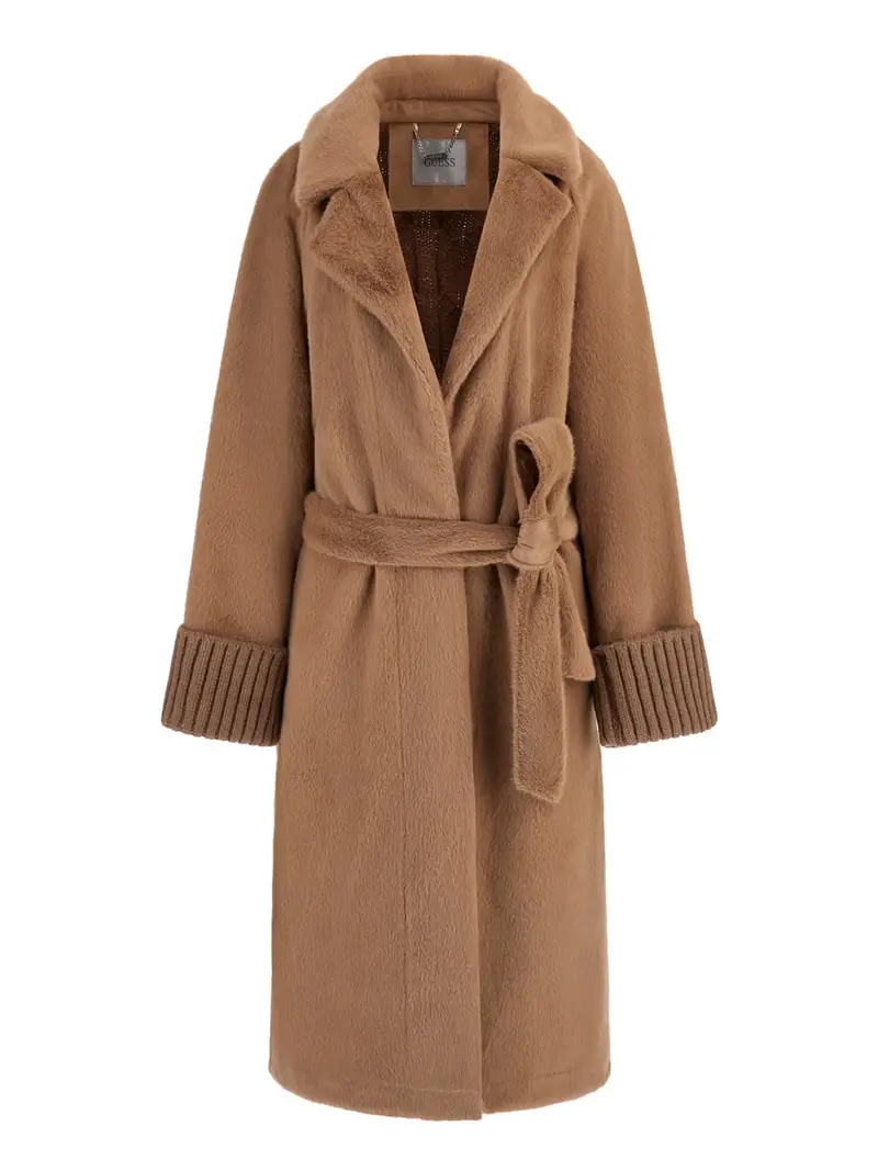 cappotto guess lucrezia faux fur da donna - beige