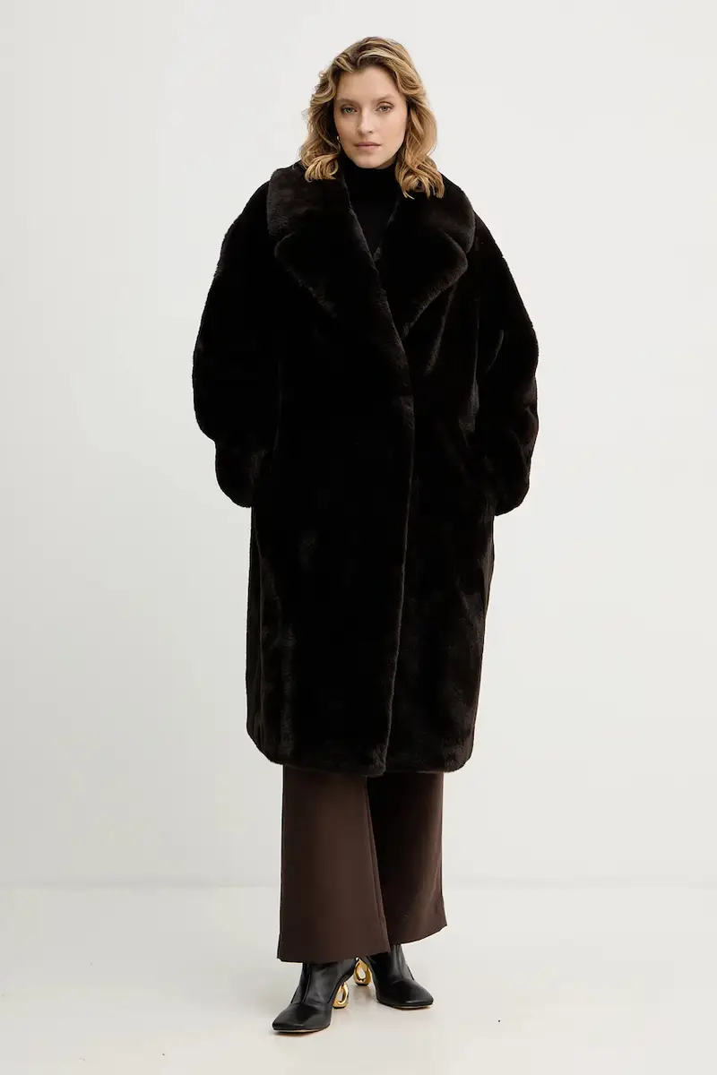 Guess Cappotto donna Marrone in pelliccia sintetica miniatura 2