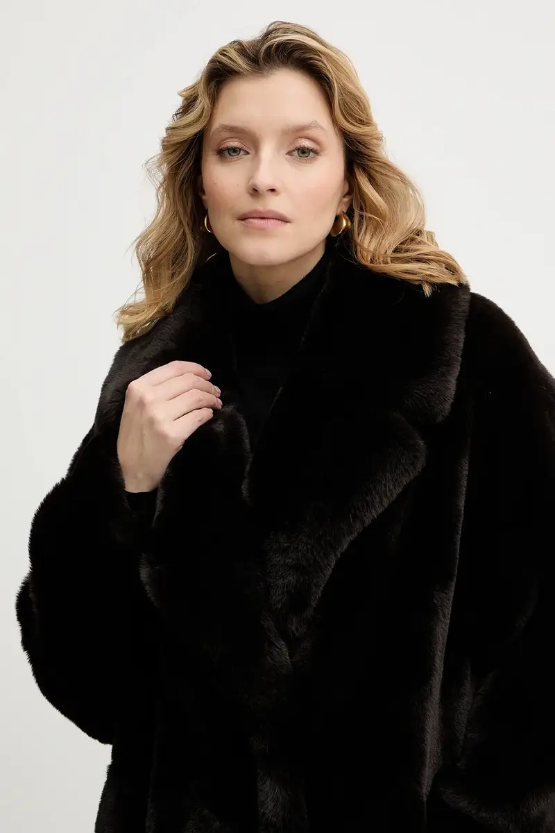 Guess Cappotto donna Marrone in pelliccia sintetica miniatura 4