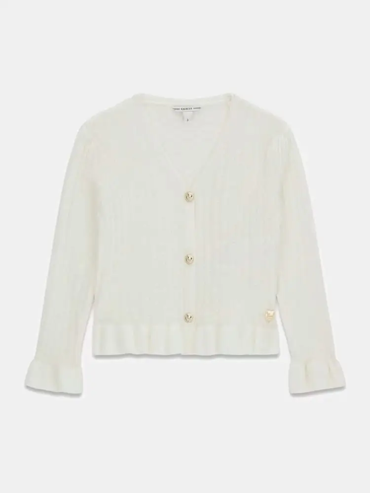 cardigan bianco bambina mini logo