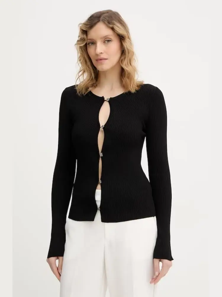 cardigan con bottoni gioiello nero