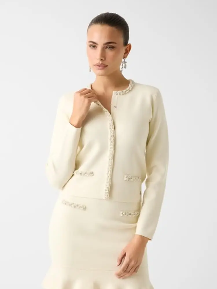 cardigan con perline raina panna