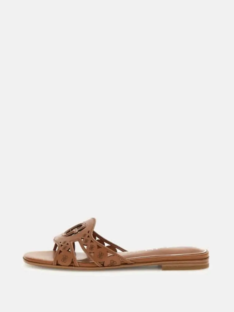 ciabatta ciesta2 in ecopelle cammello con logo