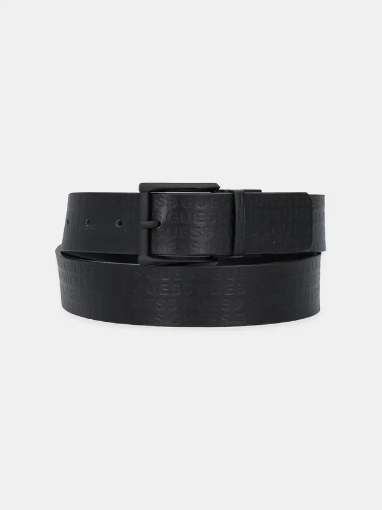 cintura adj & rev in ecopelle nera logo all over