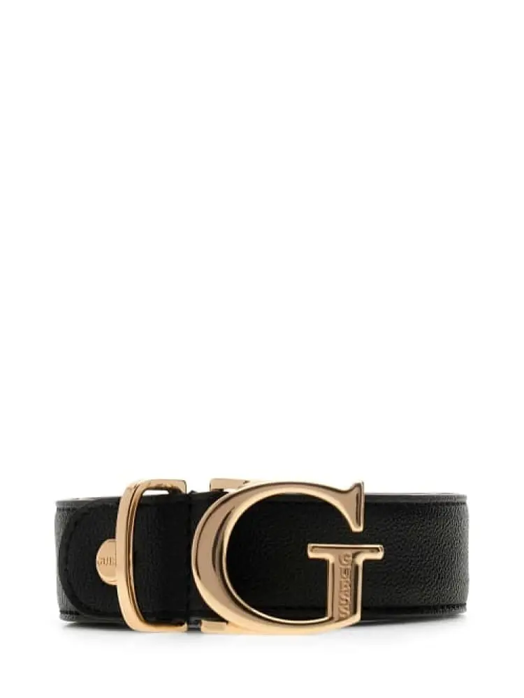 cintura bianca in ecopelle nera con logo g