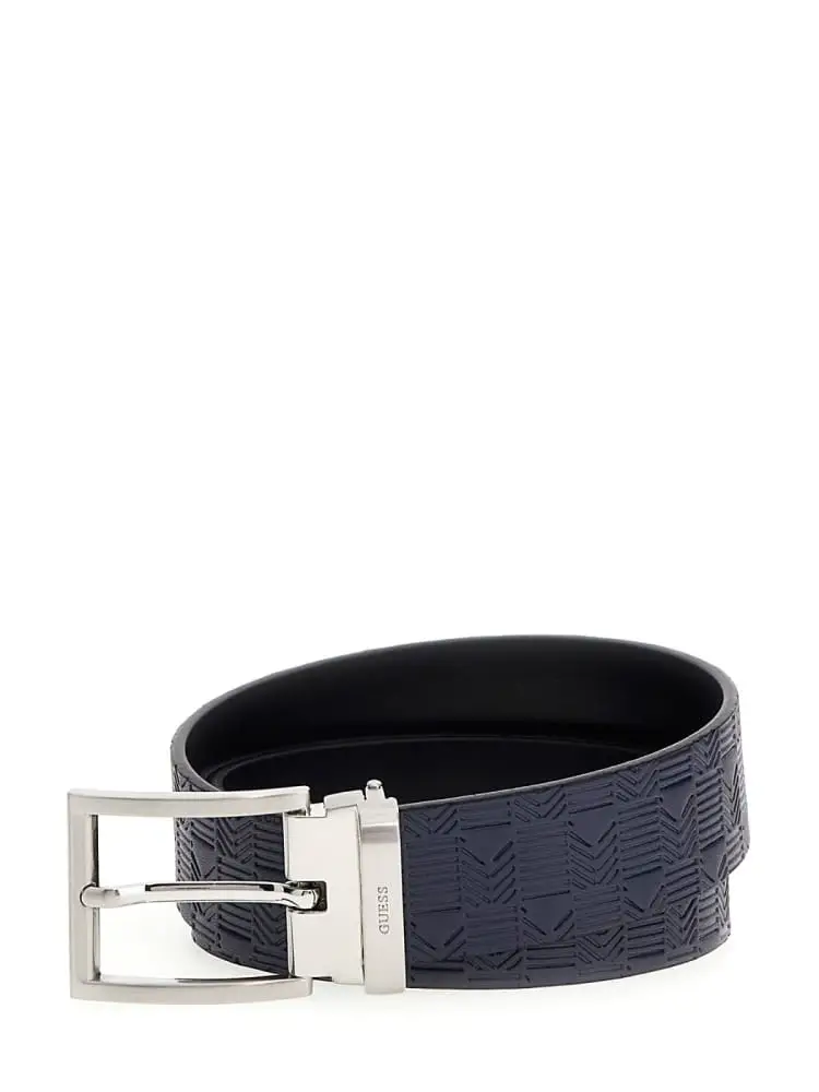 cintura bucarest in ecopelle blu jacquard