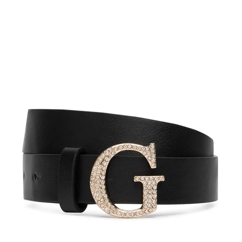 Guess Cintura da bambino nera con logo 'G' in strass