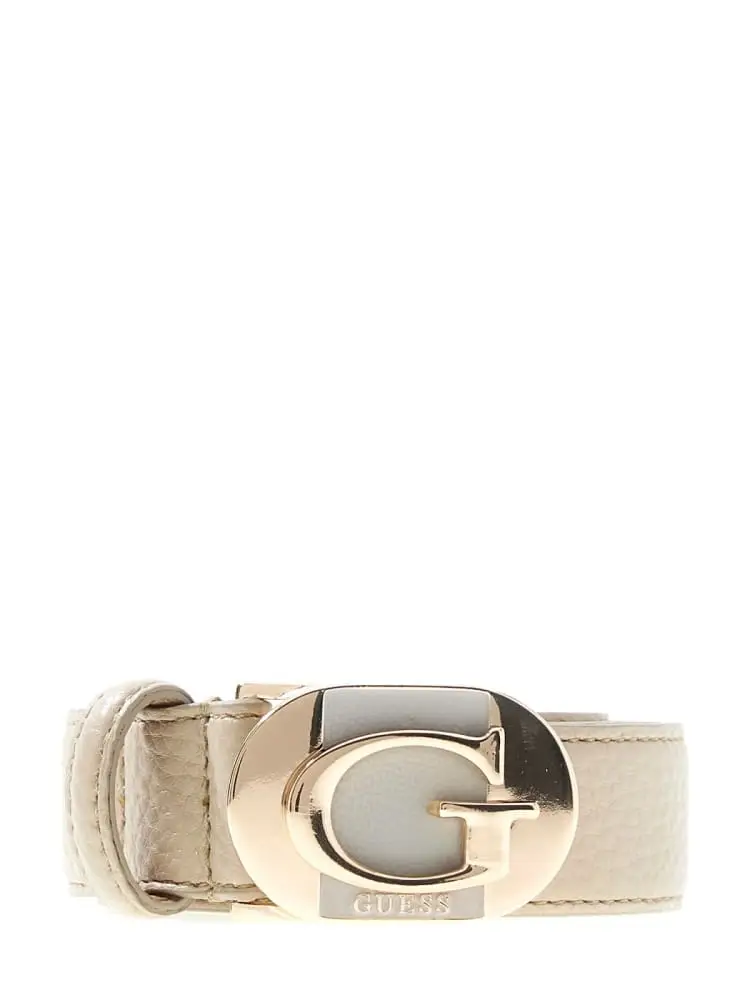 cintura donna jessa beige scuro con logo metallico