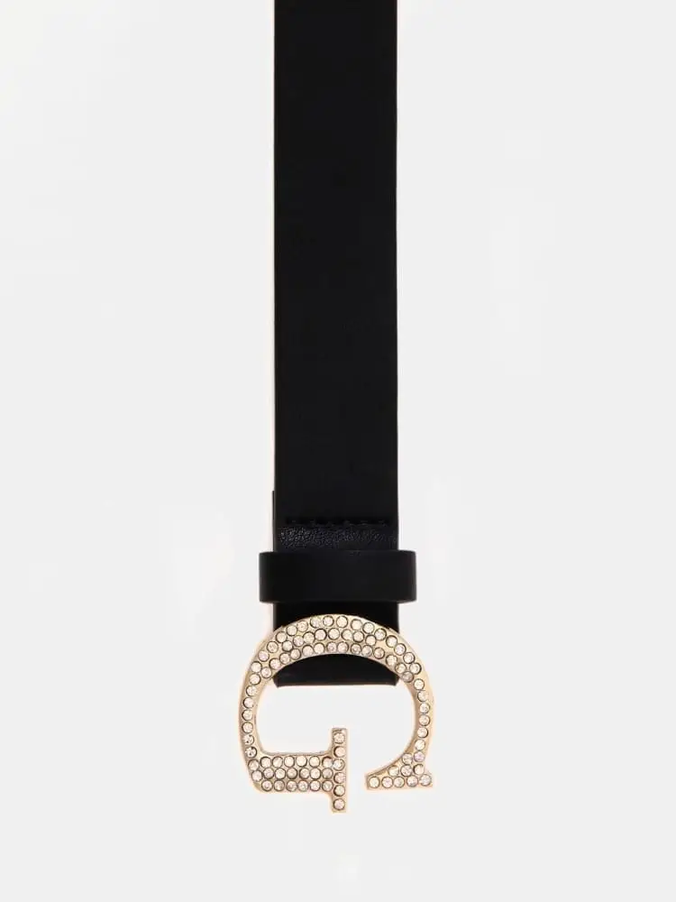 cintura nera bambina logo con strass miniatura 2