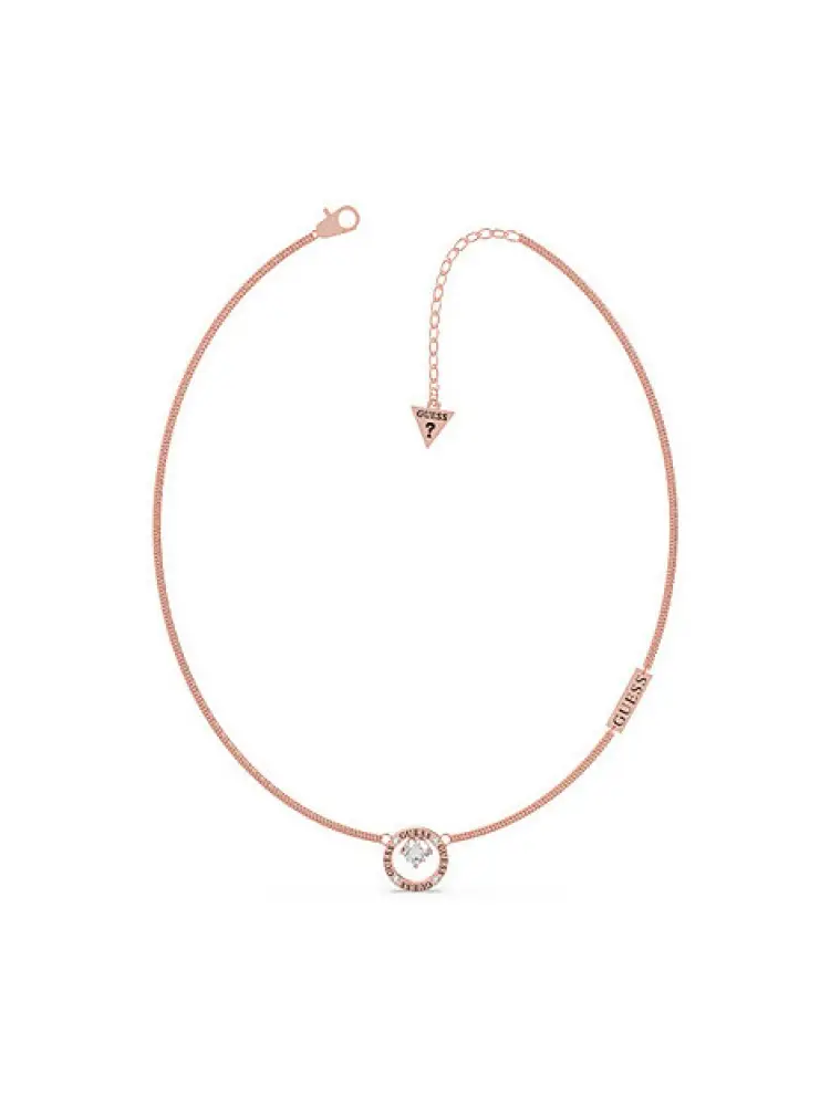 collana all around you in acciaio color oro rosa e cerchio con punto luce di cristalli swarovski