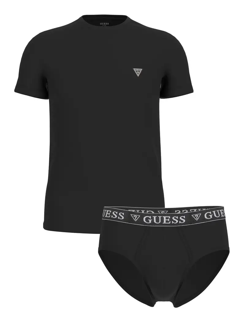 coordinato intimo guess tee e brief da uomo - nero