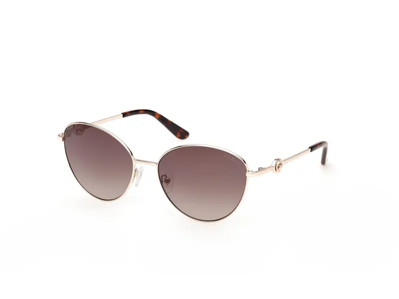 Donna Guess GU00284 32F Occhiali da sole Metallo Oro Marrone Rotonda Normale