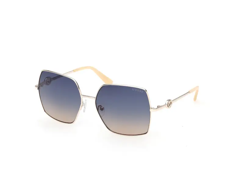 Donna Guess GU00285 32W Occhiali da sole Metallo Oro Blu Squadrata Normale