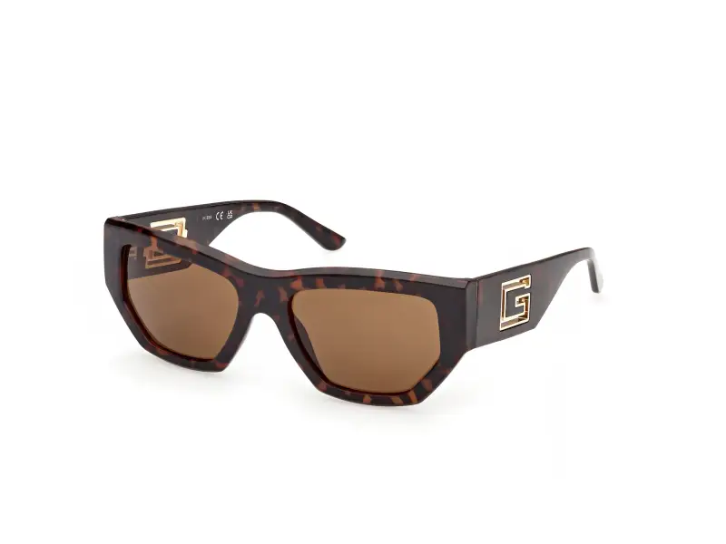 Donna Guess GU00291 52E Occhiali da sole Iniettato Havana Marrone Geometrica Normale