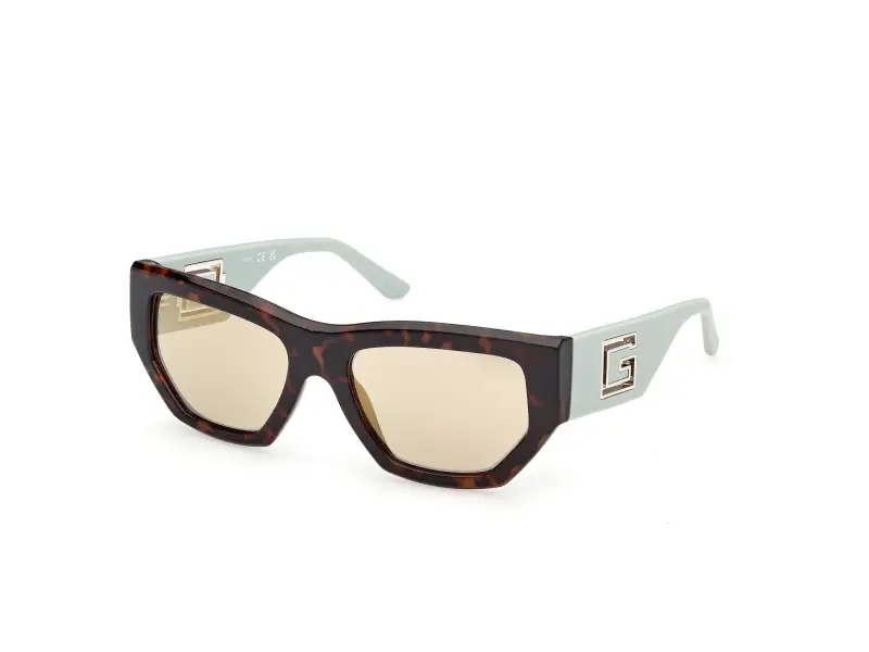 Donna Guess GU00291 56Q Occhiali da sole Iniettato Havana Verde Geometrica Normale