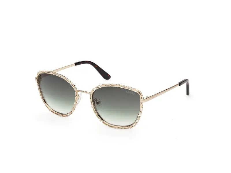 Donna Guess GU00297 32P Occhiali da sole Metallo Oro Verde Rotonda Normale