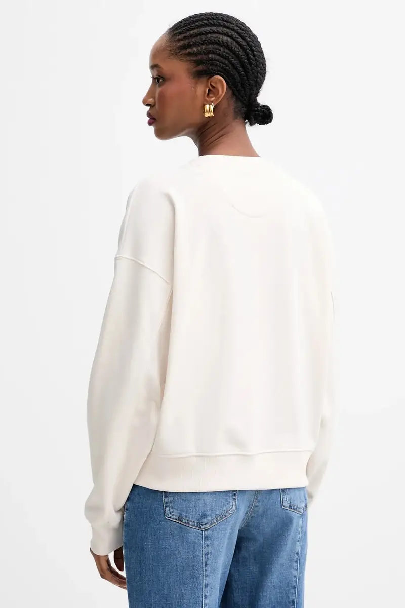 felpa 4G donna colore beige con applicazione W5YQ07 KB681 miniatura 3