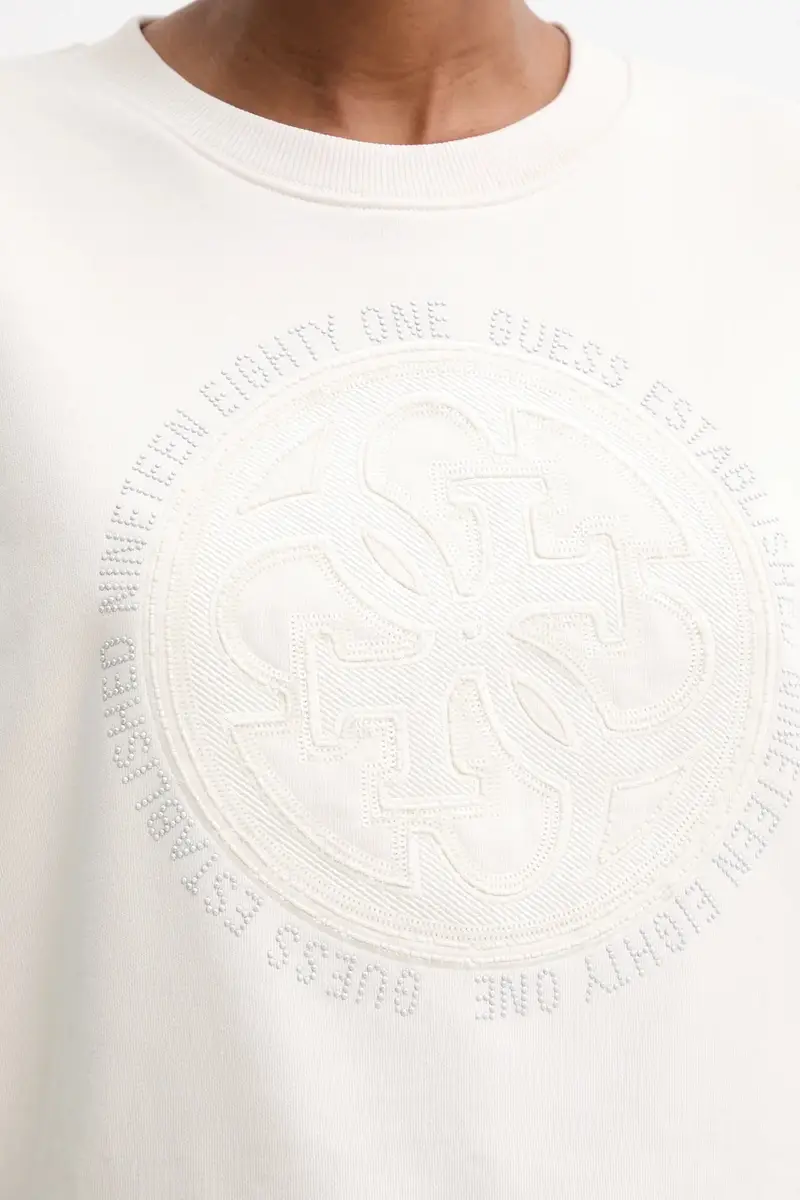 felpa 4G donna colore beige con applicazione W5YQ07 KB681 miniatura 5