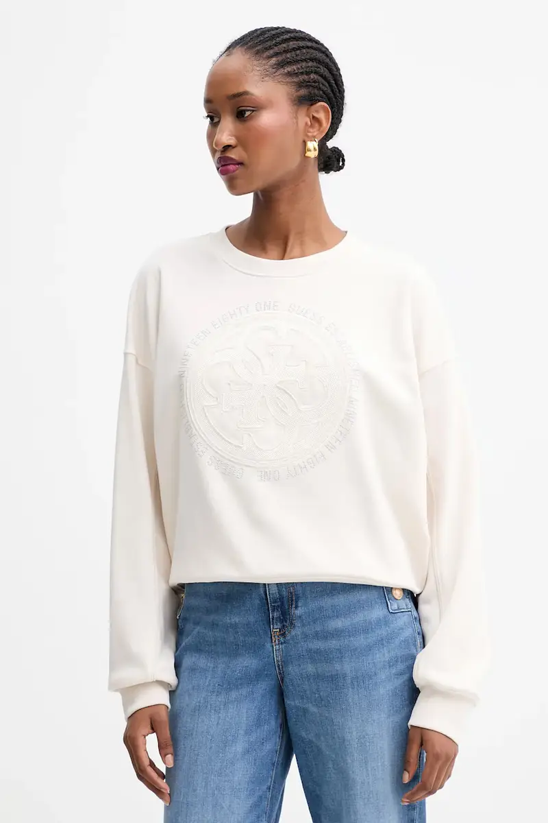 felpa 4G donna colore beige con applicazione W5YQ07 KB681