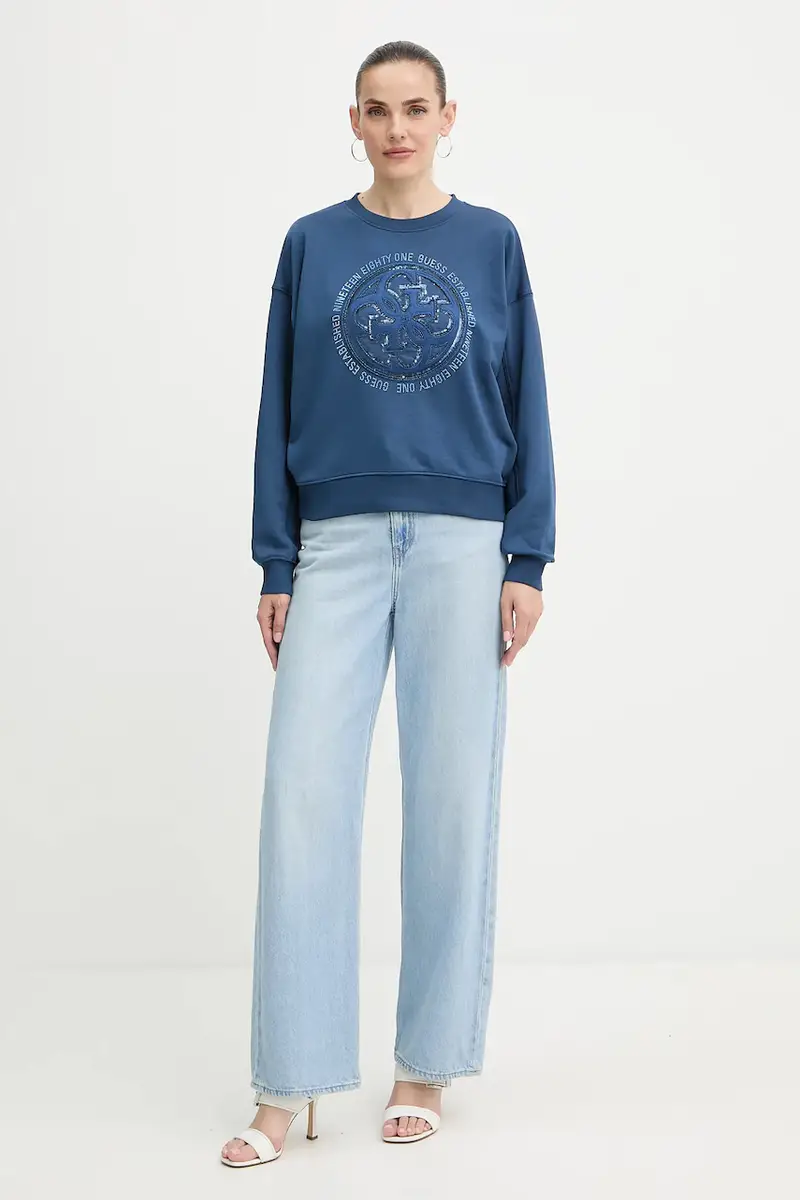 felpa 4G donna colore blu con applicazione W5YQ07 KB681 miniatura 2