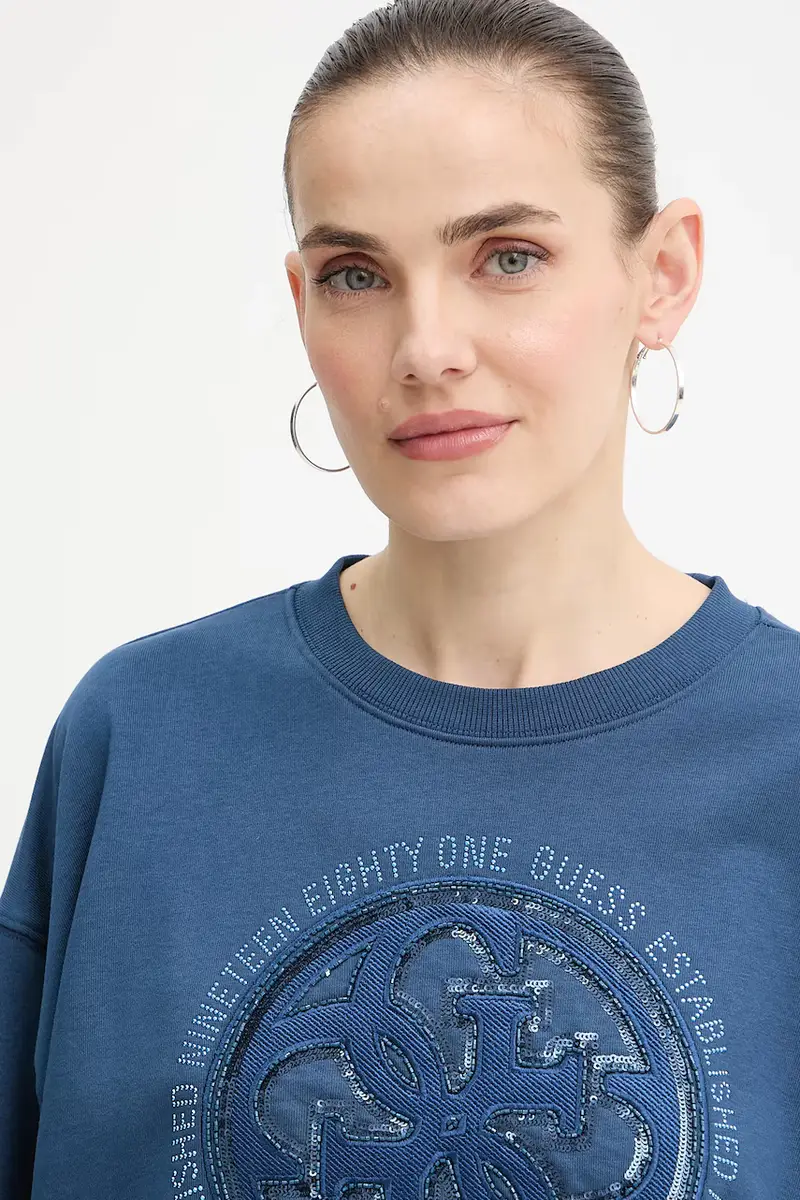 felpa 4G donna colore blu con applicazione W5YQ07 KB681 miniatura 4