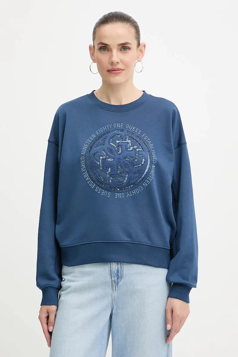 felpa 4G donna colore blu con applicazione W5YQ07 KB681