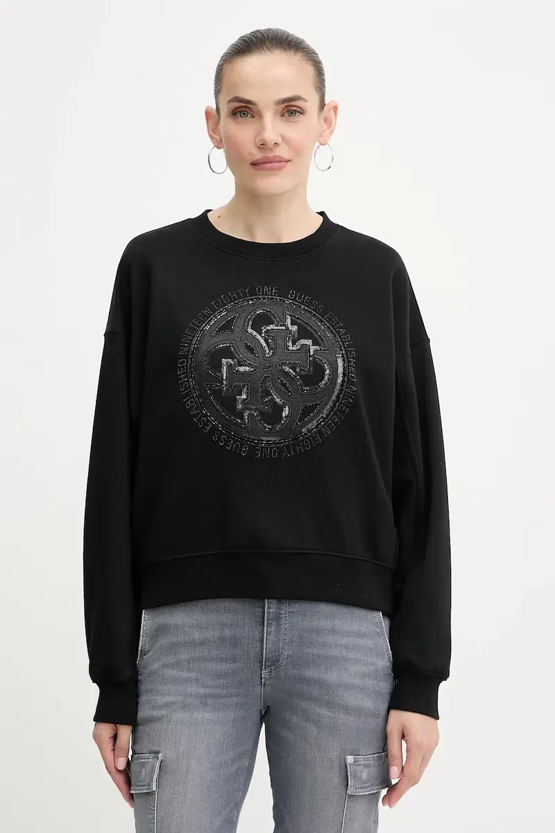 felpa 4G donna colore nero con applicazione W5YQ07 KB681