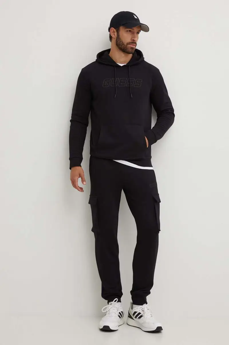 felpa ALDWIN uomo colore nero con cappuccio con applicazione Z4YQ12 KAIJ1 miniatura 2