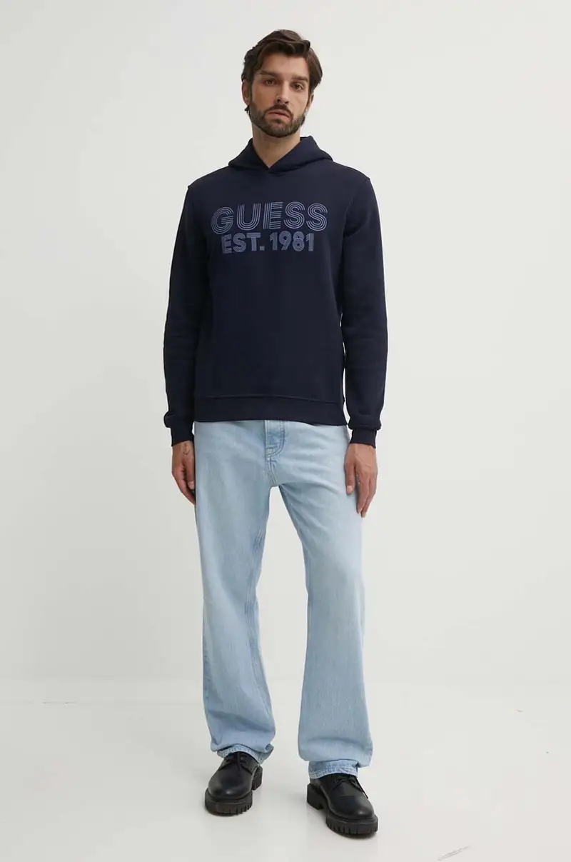 felpa BEAU uomo colore blu navy con cappuccio M4YQ36 K9Z21 miniatura 2