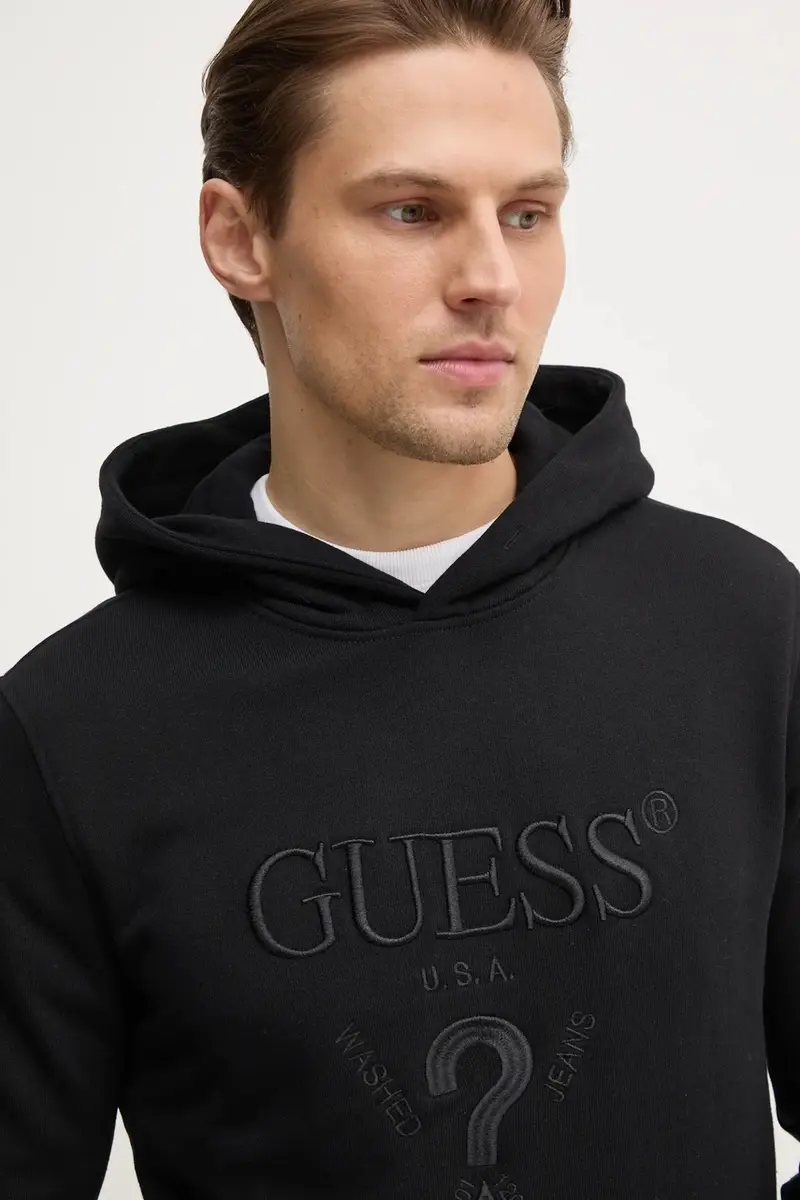 felpa BEAU uomo colore nero con cappuccio con applicazione M5RQ36 KCN01 miniatura 4