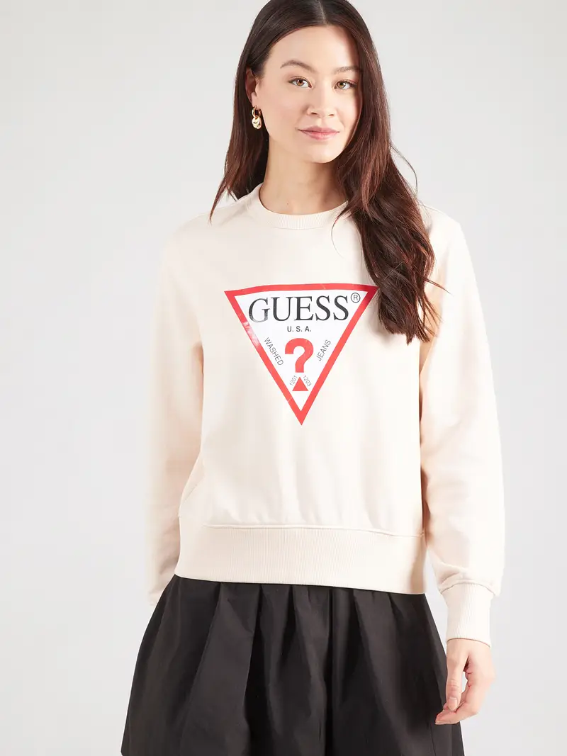 Felpa beige chiaro / rosso / nero / bianco miniatura 2