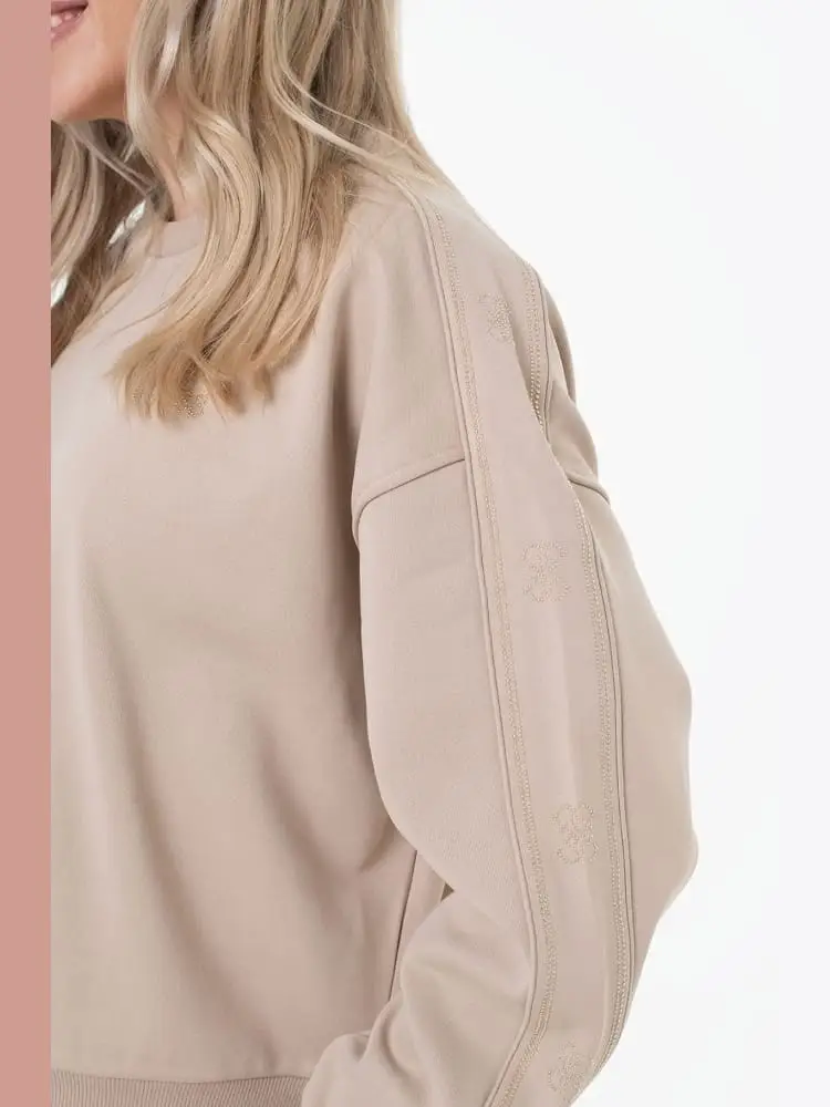 felpa beige donna con logo miniatura 2