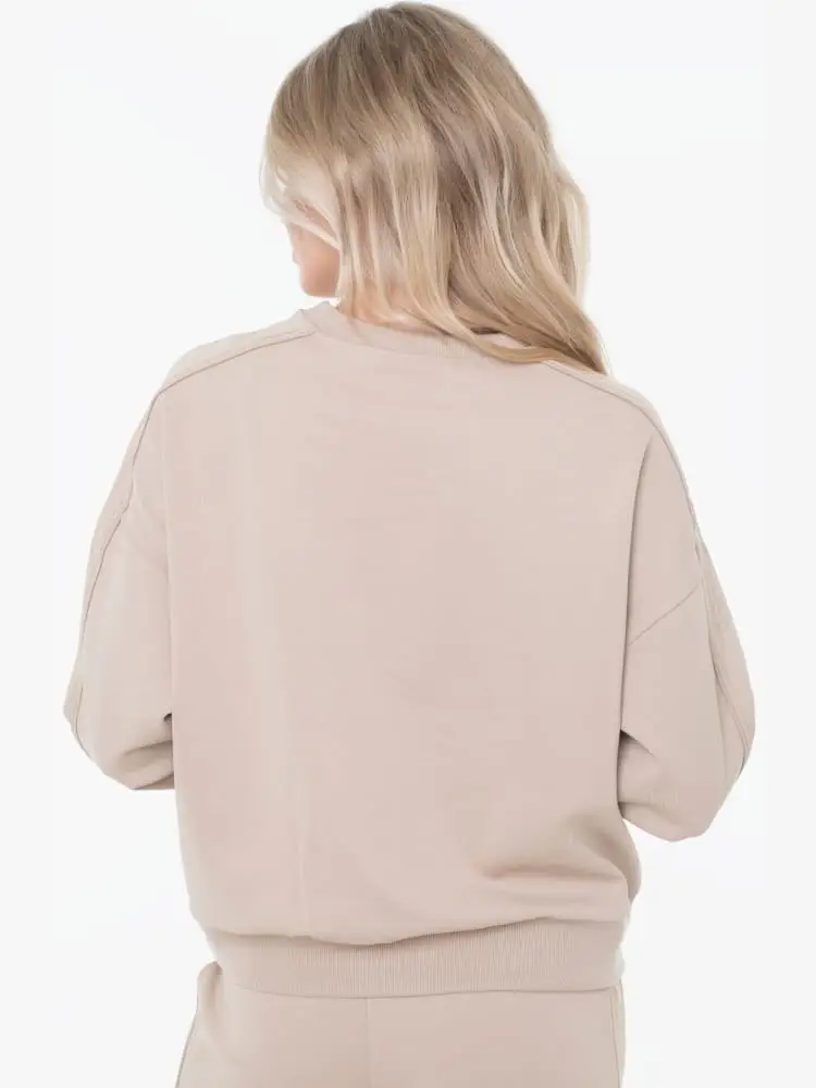 felpa beige donna con logo miniatura 3