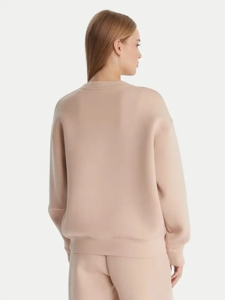 felpa beige donna con logo miniatura 2