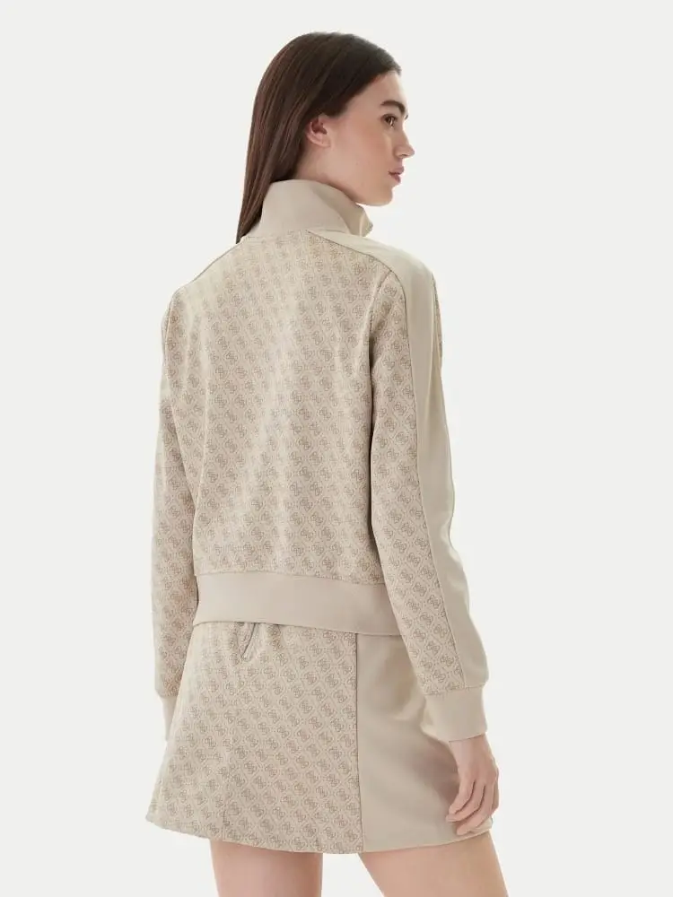 felpa beige donna logo all over miniatura 2