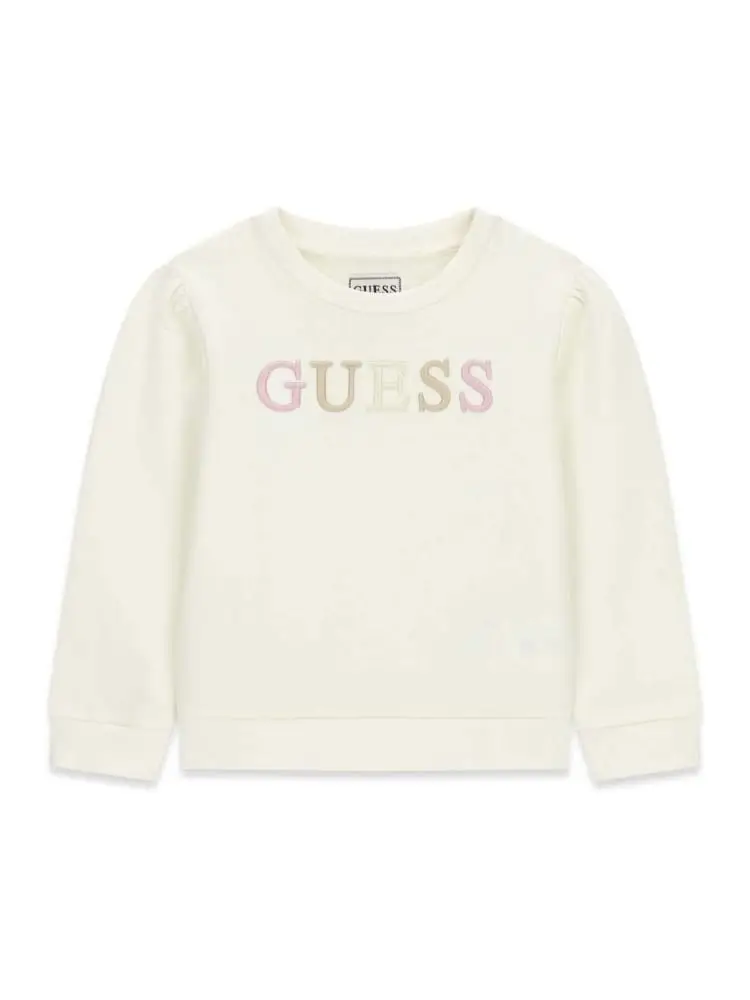 felpa bianca bambina con logo