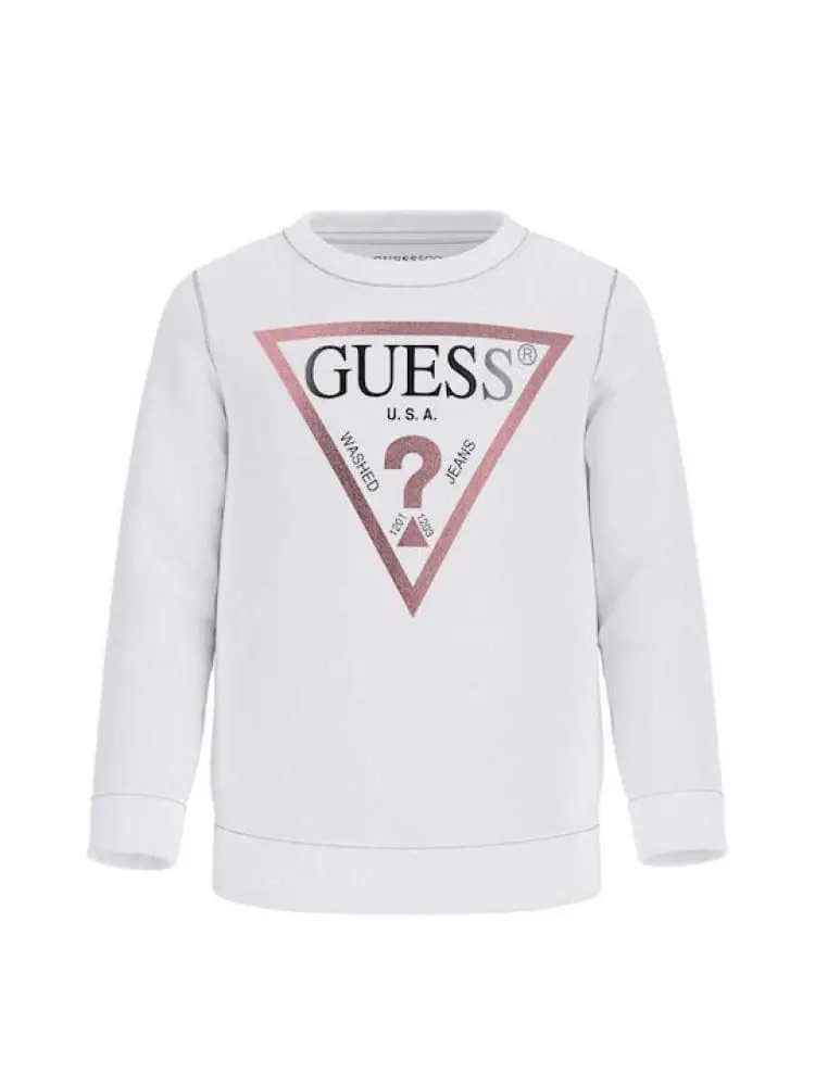 felpa bianca bambina maxi logo