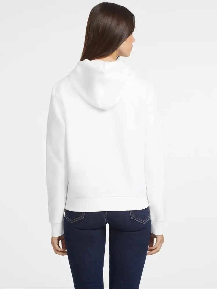 felpa bianca donna con cappuccio in cotone mini logo sul petto miniatura 2