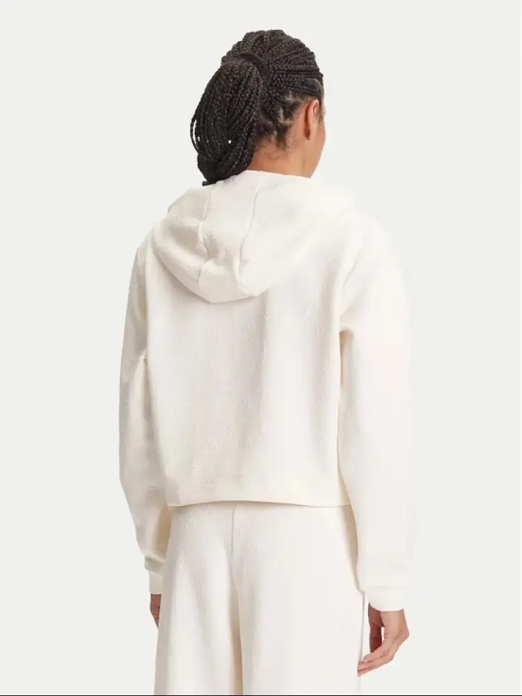 felpa bianca donna con cappuccio in misto cotone logo sul fondo miniatura 2