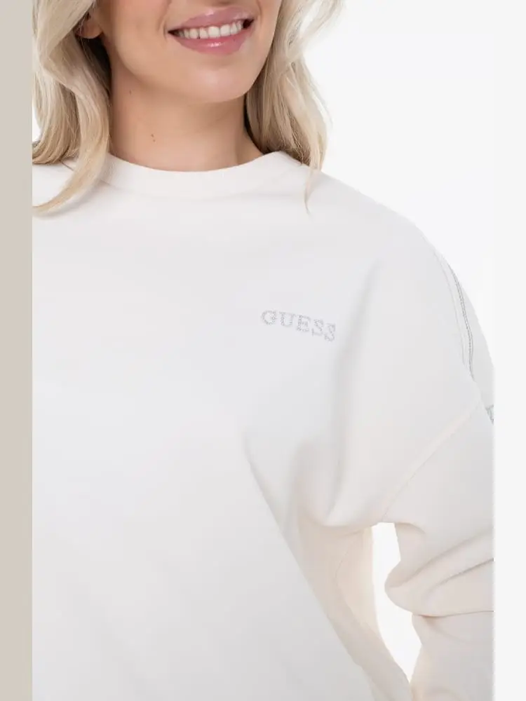 felpa bianca donna con logo miniatura 2