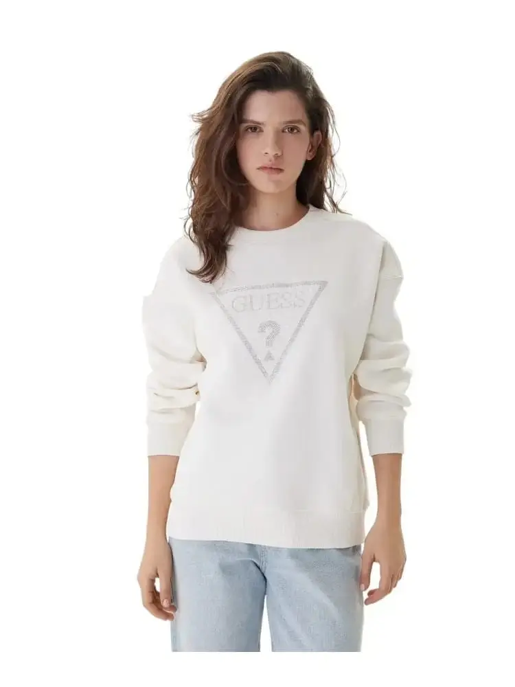 felpa bianca donna con logo